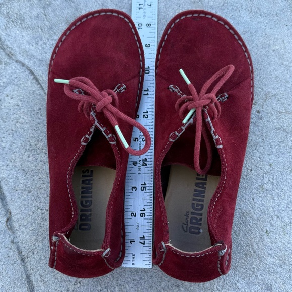 Clarks Originals FARAWAY FIELD red suede Oxford shoes size 7 1/2 (7.5) women’s - Picture 11 of 12
